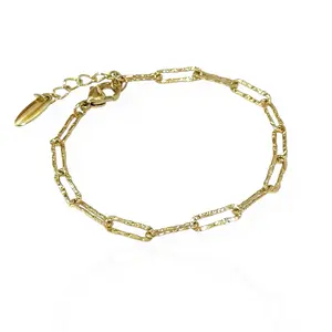 Paper clip brazalete Gold Plated 14 k 7 inches plus extended