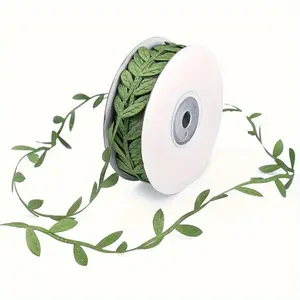 1 Roll Olive Green Leaves Lace Trim Ribbon for DIY, Craft, Party, Wedding, Home Decor