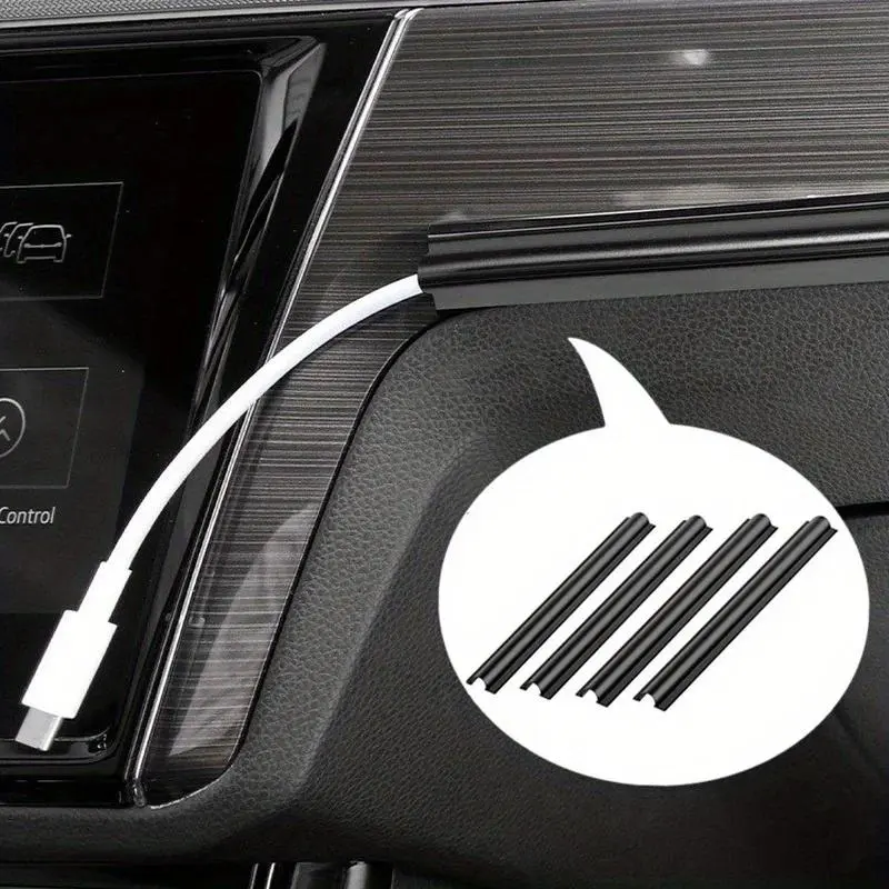 4pcs Car Charging Data Cable Arrangement Harness Car Interior Cable Line Sleeve Protector Universal Hidden Wire Cover