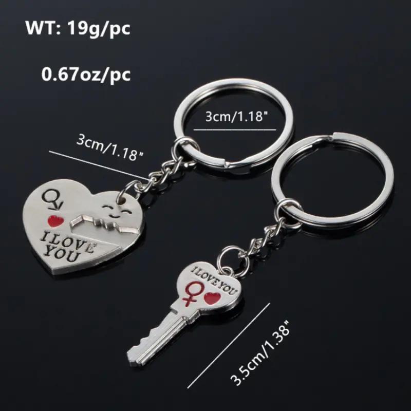2pcs Couple Key Chain Ring Set-I LOVE YOU with Red Heart Keychains Set for Boyfriend Girlfriend and Best Friends,Valentine's Day Birthday Gifts Graduation Gifts-Love Heart Key Locks Lover Gift