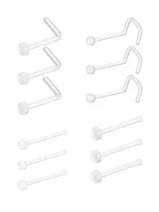 12pcs Clear Nose Ring Nose Hoop Bioflex Nose Rings Studs L Shaped Corkscrew Nose Rings Body Piercing Jewelry for Women Men Nose Piercings Nose Stud Nose Piercing Men's Body Piercing Retainers 20gauge