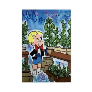 Alec-Monopolys Graffiti Money Tree Canvas Art Poster And Wall Art Unframed 16x24 Inches Ideal For Living Rooms Dormitories And Kitchen Decor Art Illustrations Artwork