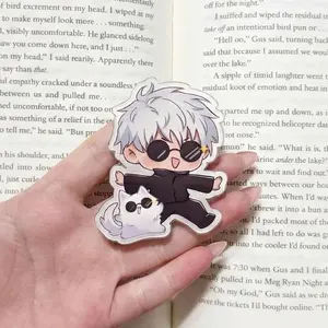Magnetic Phone Grip Cute Anime Boy Puppy Kindleholder – "Best Teacher" Sorcerer Chibi Character, Adorable White Dog Grip, Magneticphonegrips for Phone, Otaku Girl Gift