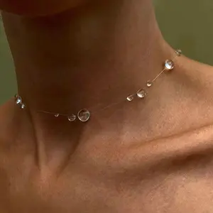 Charm Water Drop Ice Transparent Dew Necklace, Niche Design, Minimalist Style, High-End Feel, Creating a Fashionable And Elegant Look for Women Who Pursue Fashion