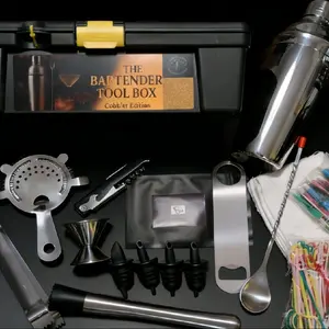 Bartender Tool Box ( Cobbler Edition) Professional Bartender Set Stainless Steel Tools