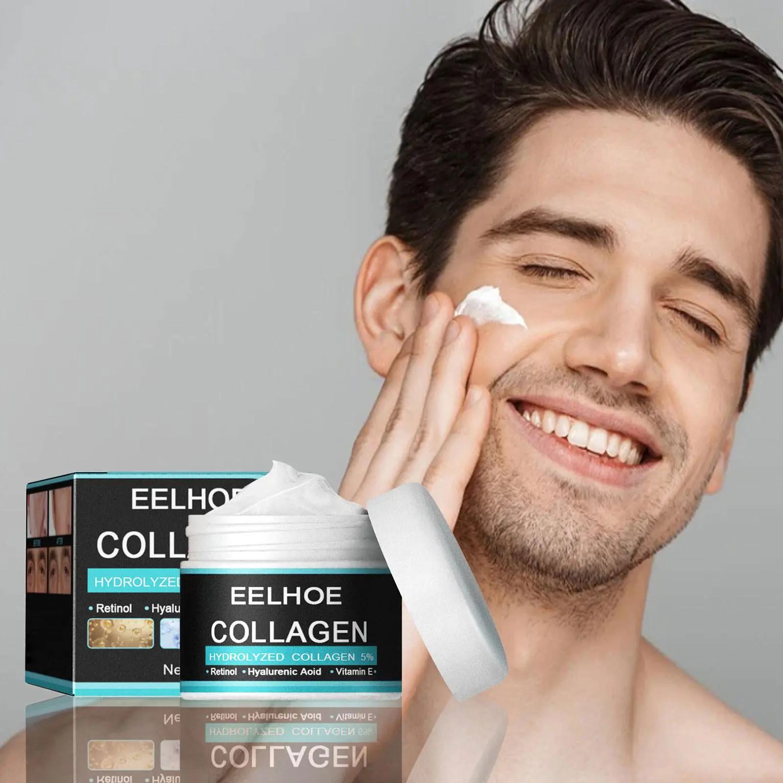 Men's Collagen Facial Massage Cream, Anti-Aging Vitamins Moisturizer - Hydrating, Skin Tightening, Firming, Smoothing, Brightening, Repairing, Anti-Wrinkle for Youthful Skin, Hyaluronic, Skin Tightener