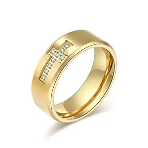 1pc European and American Fashion Light Luxury High-end Minimalist Cross Ring, Inlaid with Synthetic Zircon, Suitable for Daily Wear, Festivals, Parties