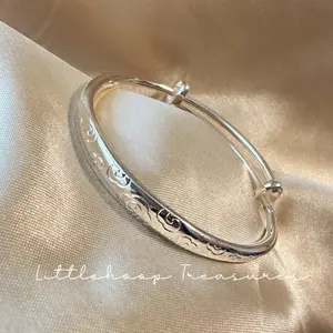 Kids bracelet toddler bangles, silver adjustable bangles for kids