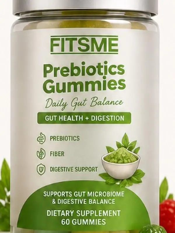 Fitsme Prebiotics Gummies - Chewable Gum for Adults, Convenient Once-Daily Serving, Bottle-Packaged Wellness Supplement