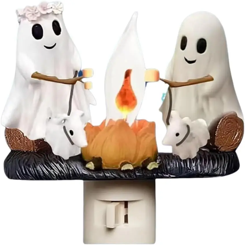 WHATOOK Halloween Light Handmade Ghost Bonfire Night Light Compact Design Adorable Ornaments for Indoor Outdoor Decorative LED Gift