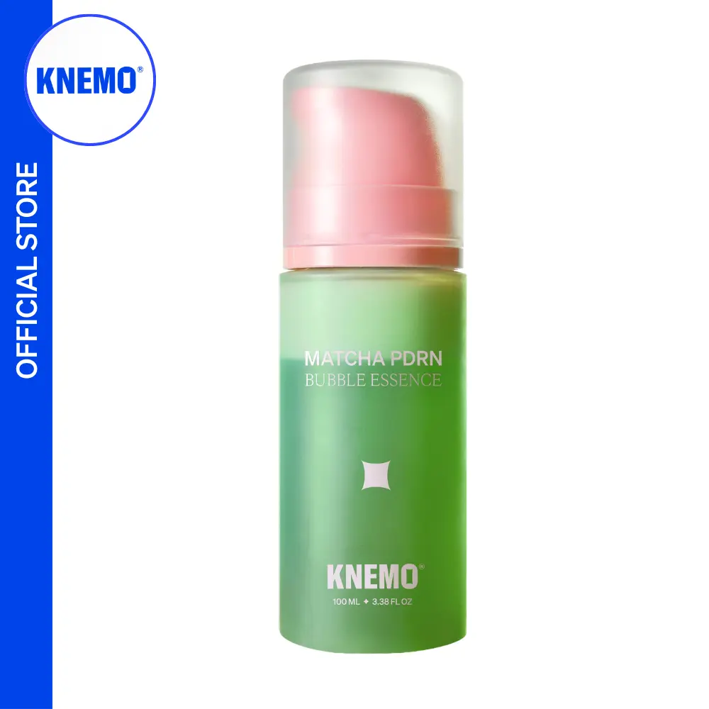 KNEMO Matcha PDRN Bubble Facial Serum - Caffeine & Peptides-Infused Concentrate Cosmetics Essence for Pore-Minimizing, Strawberry Skin Care with Fruity Scent, Concentrate Serum, Skin Repair, Glow Up, Porcelain Skin