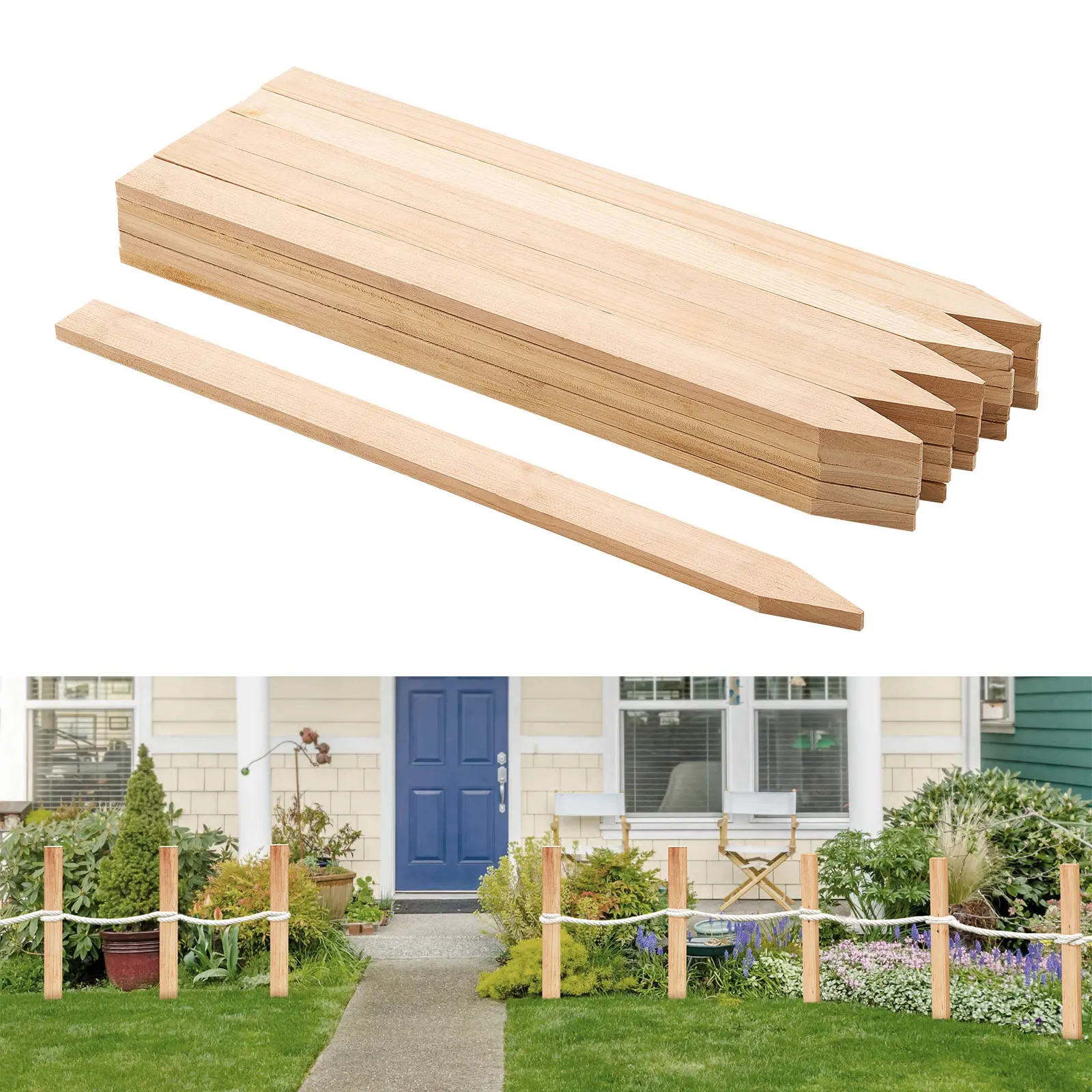 VEVOR Wooden Garden Stakes, 25 Pcs 24 x 0.5 x1.5 in Survey Grading Stakes, Garden Ground Stake with Sharp Point, Fir Wood Plant Support Stake, Sign Posts for Silt Fence Backyard Boundaries Baselines#BacktoSchool