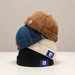 Faringoto Corduroy Hat Docker Cap Brimless Adjustable Snapback Premium Snapback Green Berets Beanie Graduation Cap Headband Cowboy Hats for Men