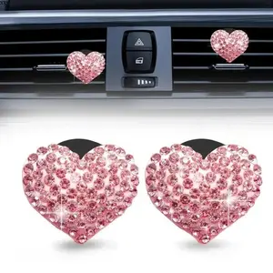Heart Shaped Car Air Vent Decoration, Rhinestone Decor Car Air Freshener Clip, Car Interior Decoration Accessories for Women & Girls