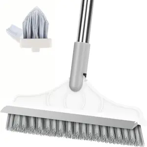 2-In-1 Cleaning Scrub Brush & Grout Brush, Long Handle V-Shaped Stiff Bristles, 120° Rotating Magic Broom for Bathroom & Glass Walls, Household Cleaning Tool