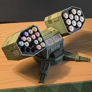 1 Durable ABS Battery Storage Case with Divided Compartments - A creative desktop ornament for home battery storage, capable of holding 10 AA batteries and 17 AAA batteries (batteries not included).