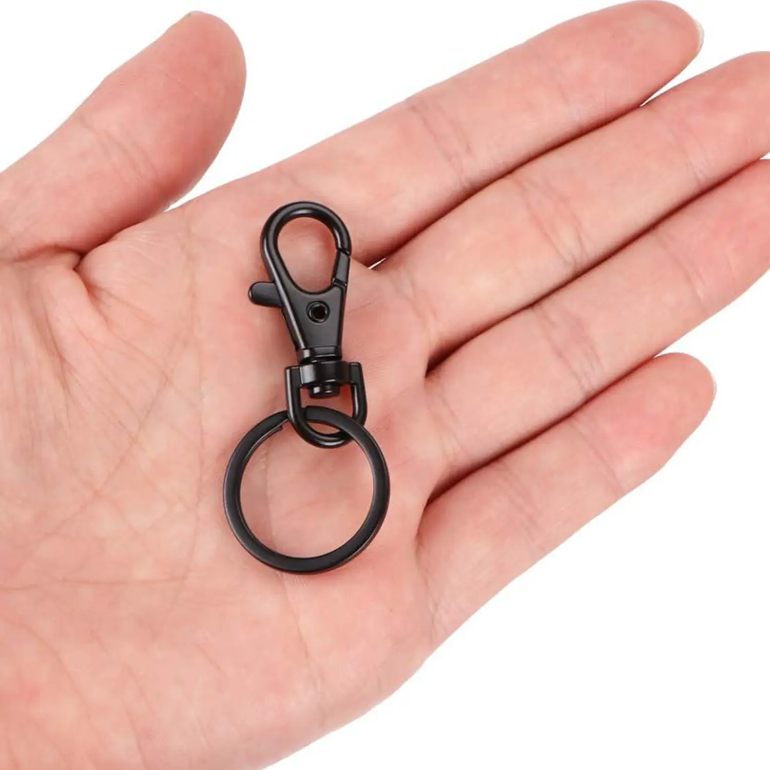 1pc Black Metal Swivel Lobster Claw Clasp with Key Ring, Lanyard Snap Hook for DIY Crafts, Jewelry Making, and Accessories for Bags