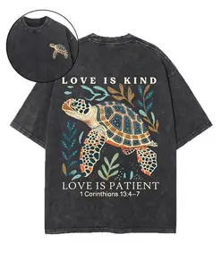Love Is Patient Love Is Kind Sea Turtle Christian T Shirt Bible Verse Shirt 1 Corinthians 13:4 7 Faith Based Graphic Tee Religious Gift Christian Women Shirt
