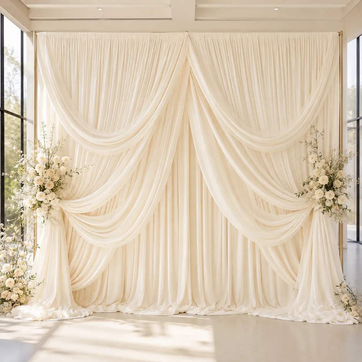Polyester Wrinkle-Free Backdrop Curtain Set - 2 Solid 5x10 ft Panel Drapes, Backdrop Decoration, Party Background Decoration for Wedding Photoshoot, Indoor/Outdoor Simple Look Use, Baby Shower