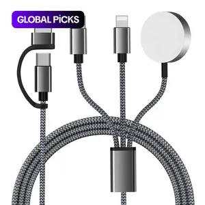 3-in-2 USB-C Charger Cable Cord, Multi-Device Charging Cable Compatible with iWatch Ultra/SE/10/9/8/7/6/5/4/3/2/1 and iPhone 16/15/14/13/12/11, Galaxy S23 Cellphone, Portable #GLOBAL PICKS