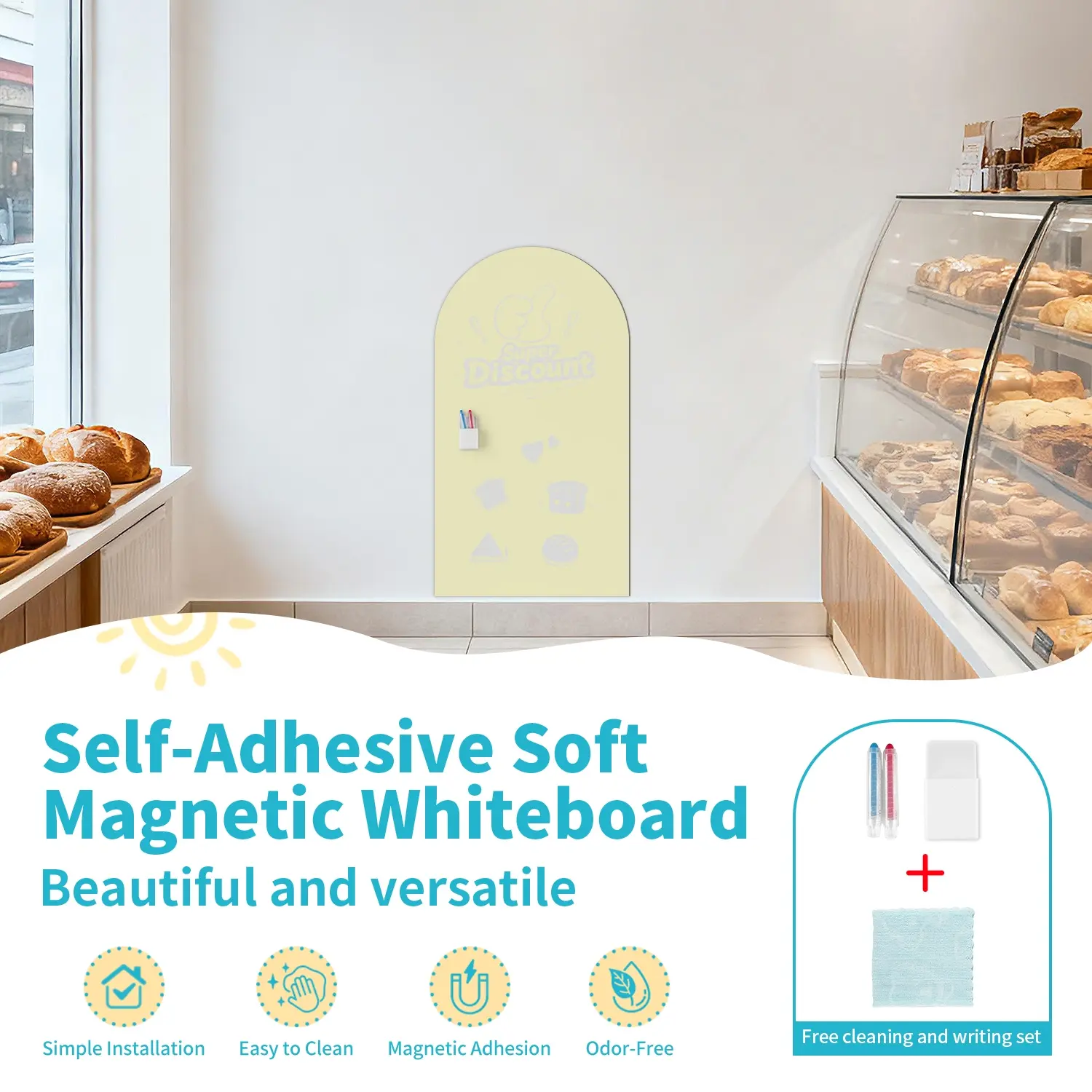 Whiteboard Sticker Arched Design, Ideal for Classrooms & Offices, Versatile Use as Education Tool, Office Supplies, Home Decor