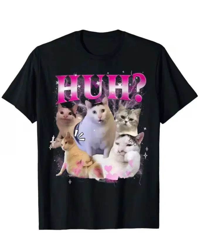 Funny Huh Cat Meme Funny Internet Memes Cat Graphic Joke T-Shirt, Funny T-Shirt for Men
