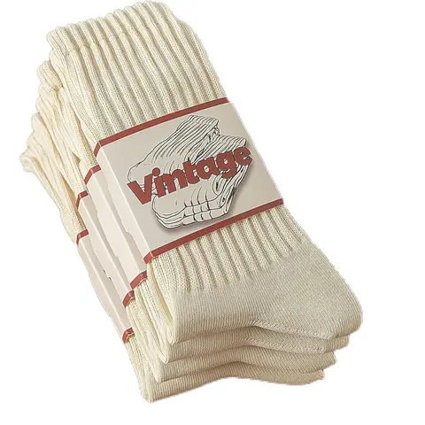 Unisex Athletic Crew Socks, 4-Piece Solid Color Set C, 98% Soft Spun Cotton 2% Elastane, Seamless Breathable Knit, Cozy Anti-Snagging, Slouchy Effortless Style, Eco-Friendly Fall Winter Sports Fit Socks, Machine Washable