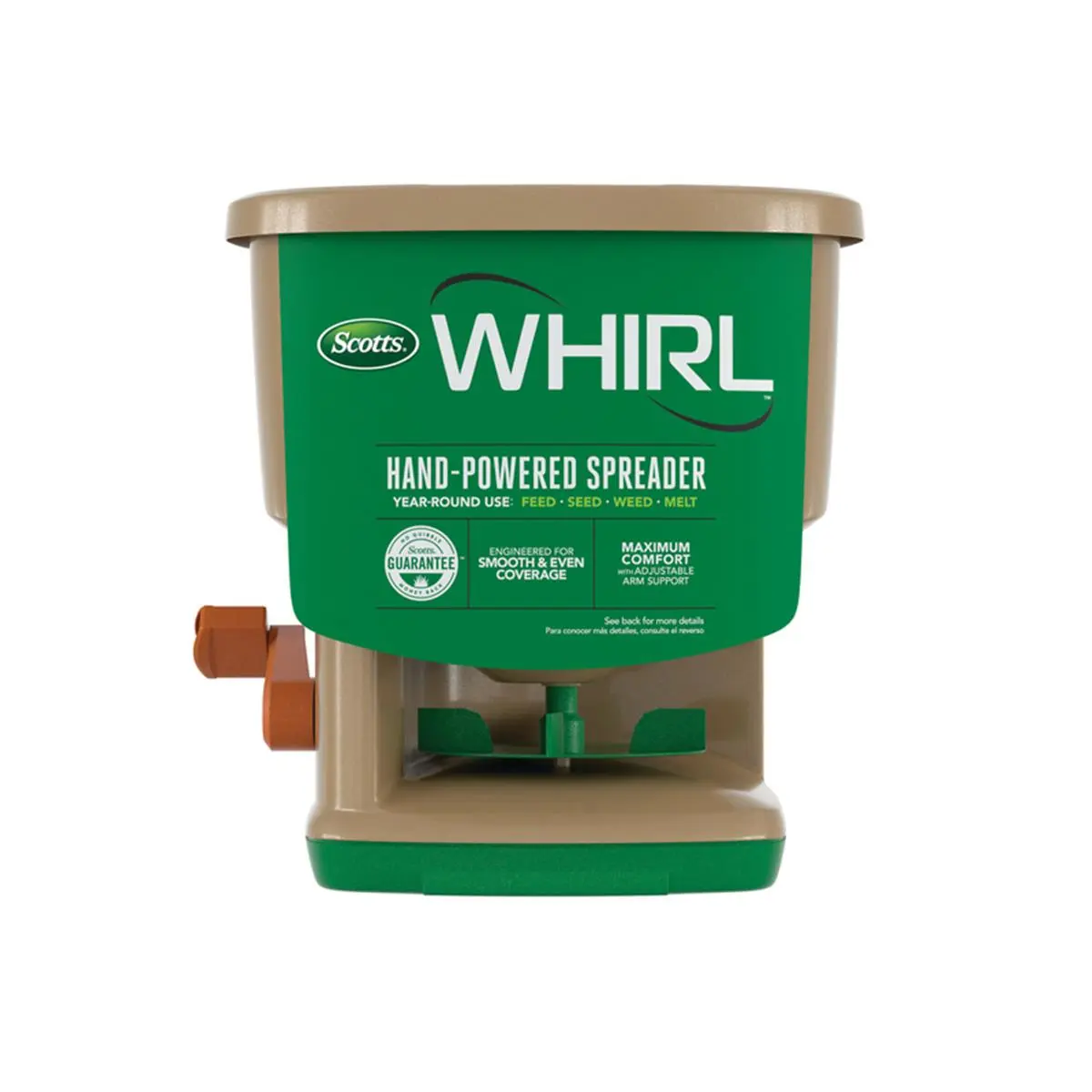Hand-Powered Fertilizer Spreader with Adjustable Arm Support, Durable Construction, Even Seed Spreading, Suitable for Applying Ice Melt