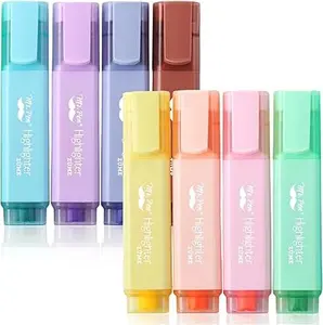 Pastel Highlighter, 8 pcs, Tank Style, Chisel Tip, Cute No Bleed Bible Highlighter, School Supplies