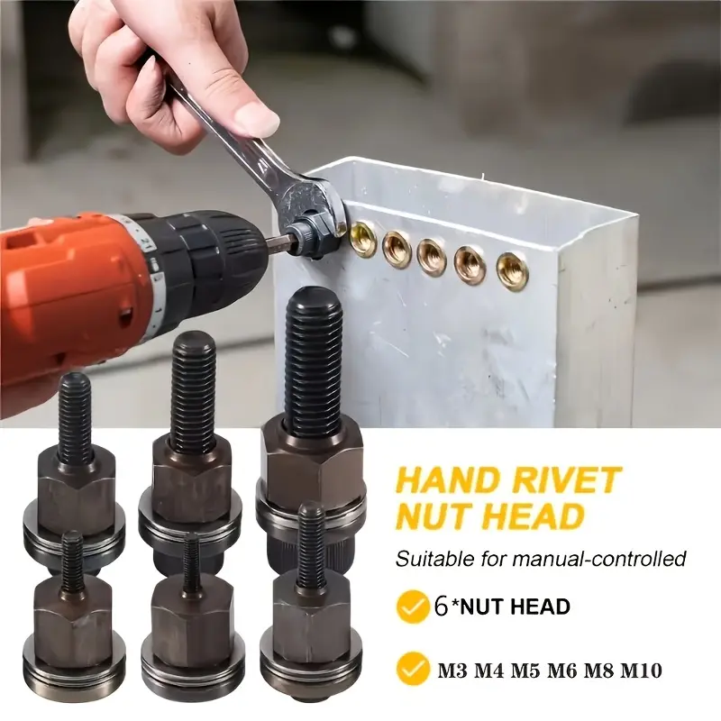 58pcs 3-in-1 Carbon Steel Riveting Tool Set, Heavy Duty Manual Rivet Gun Kit for M3-M10 Nuts, Universal Metal Joining Hand Tools for Automotive and Home Renovation, Hardware