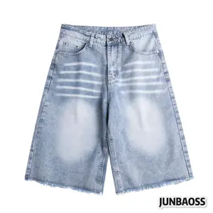 JUNBAOSS Men's Baggy Jean Shorts Y2K Casual Vintage Wide Leg Skater Denim Shorts Fashion Comfy Loose Fit Long Streetwear Hip Hop Summer Jorts Denim Shorts Below Knee