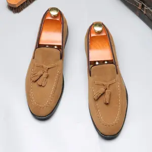 Men’s British-Style Slip-On Loafers with Tassels – Casual Leather Shoes for Boys