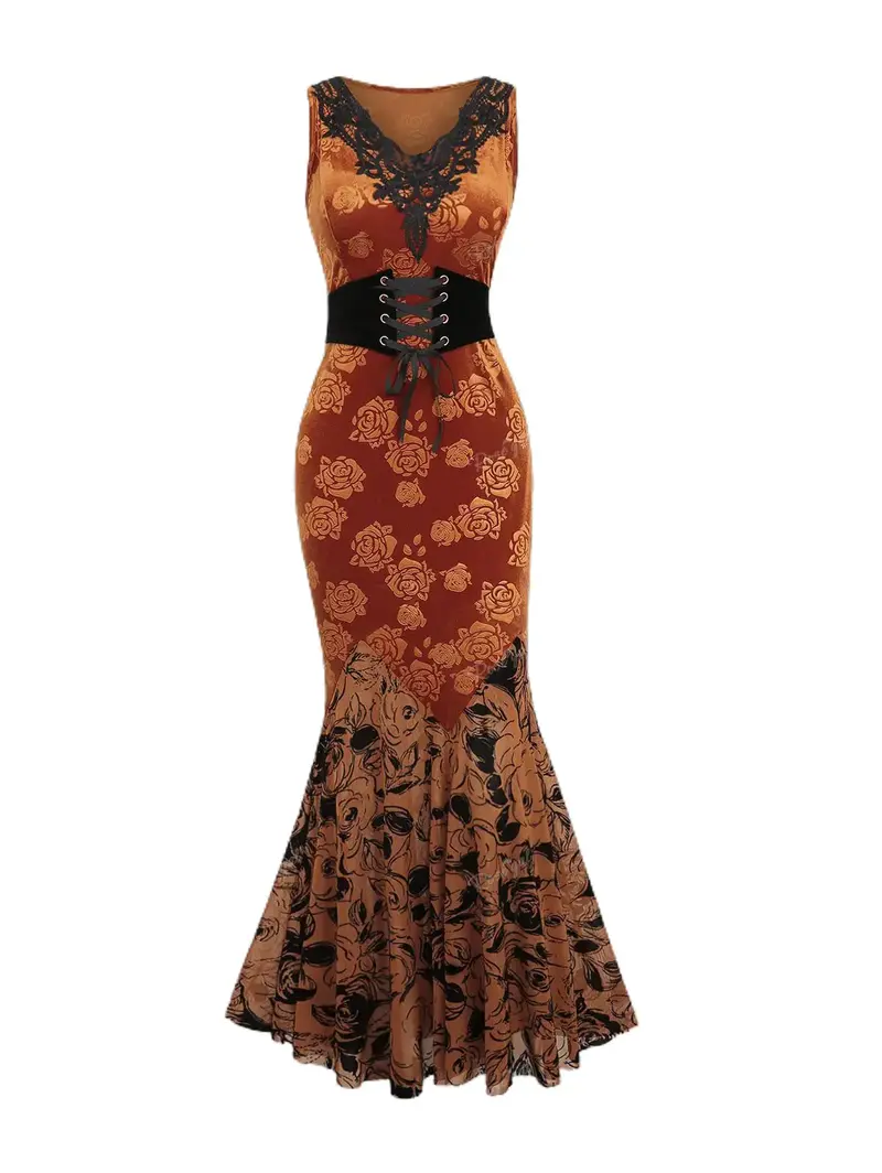 business casual dress length Floral Business Casual Dress for Women Elegant Long Office Dress Tiered  Flowy Tie Waist Maxi Church Dress Patchwork Mid Length Modest Frocks Boat  Neck Maxi Boho Dress a Line Disty Floral Dress main image 0