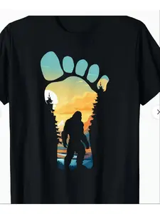 Men's & Women's Sasquatch T-Shirt 3X Size - Cryptid Hunting Graphic Tee with Mythical Forest Lake Design, Retro Cryptozoology Shirt for Hikers, Campers & Outdoor Enthusiasts, Casual Round Neck Top (Machine Washable)