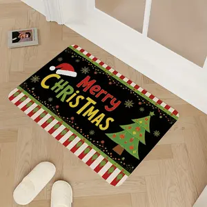"Merry Christmas" Tree Runner Rug Floor Mat,Absorption Skid-Resistant Mat,Rubber Non-Slip Quick Dry for Kitchen Sink,Laundry Room,Dorm Room,Traditional Style
