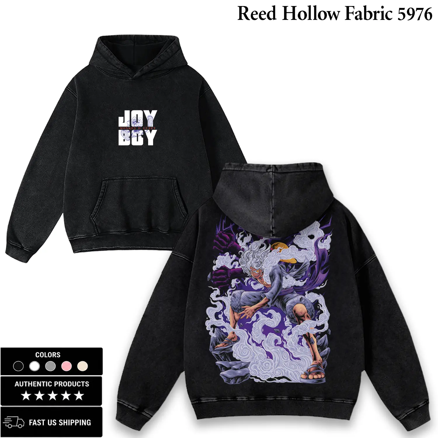 Lufi JoiBoy OnePiece RetroVintage Unisex Anime Manga Acid Washed Lightweight Cotton Tshirt Gift For Anime Fan Tees Vintage Shirts T-shirt Men's Graphic Round Neck Fabric Menswear Top Oversized Black Casual Crewneck Summer men Piece Devil Fruit