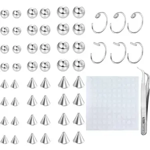 Stainless steel false eyebrow ring, false lip earring replacement ball nail, non piercing nose ring, ring body, jewelry false skin piercing 3MM 4MM 5MM daily
