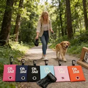 2pcs Dog Poop Bags and Trash Bag Roll, Fashionable and Portable, Reusable Canvas Material, Essential for Pet Lovers, Perfect Gift