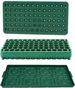 Vego Garden Seedling Suite Products 10" x 20" 76 Cells Stackable Seed Starter Germination Tray with 3-in-1 Plant & Pop Board & Bottom Watering Tray for Easy Seed Starting - Growing Kit
