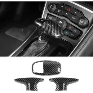 for Dodge Gear Shift Knob Cover Trim Internal Accessories for 2015-2022 Dodge Challenger Charger,for 2018-2022 Dodge Durango (Carbon Fiber)-