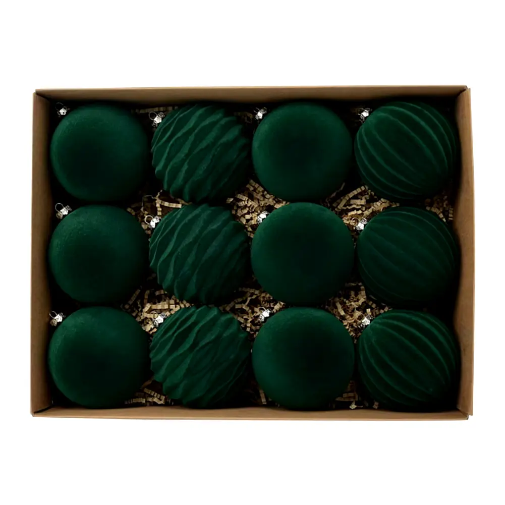 12 Pcs Velvet Christmas Ornaments Christmas Balls Shatterproof Baubles Xmas Ball Ornament for Christmas Tree Hanging Does not apply