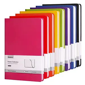 Comix A5 Lined Journal Notebook 8 Pack, 240 Pages Hardcover PU Leather Notebook, 5.5 x 8.3 inch College Ruled Notebook for Writing, Study & Office