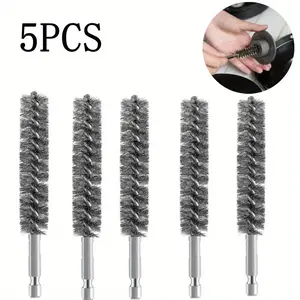 5Pcs Bore Brush,Bristles Wire Brush for Power Drill Cleaning Wire Brush with Hex Shank Handle for Power Drill Cleaning Wire Brush Stainless Steel,Hand Tools Kits