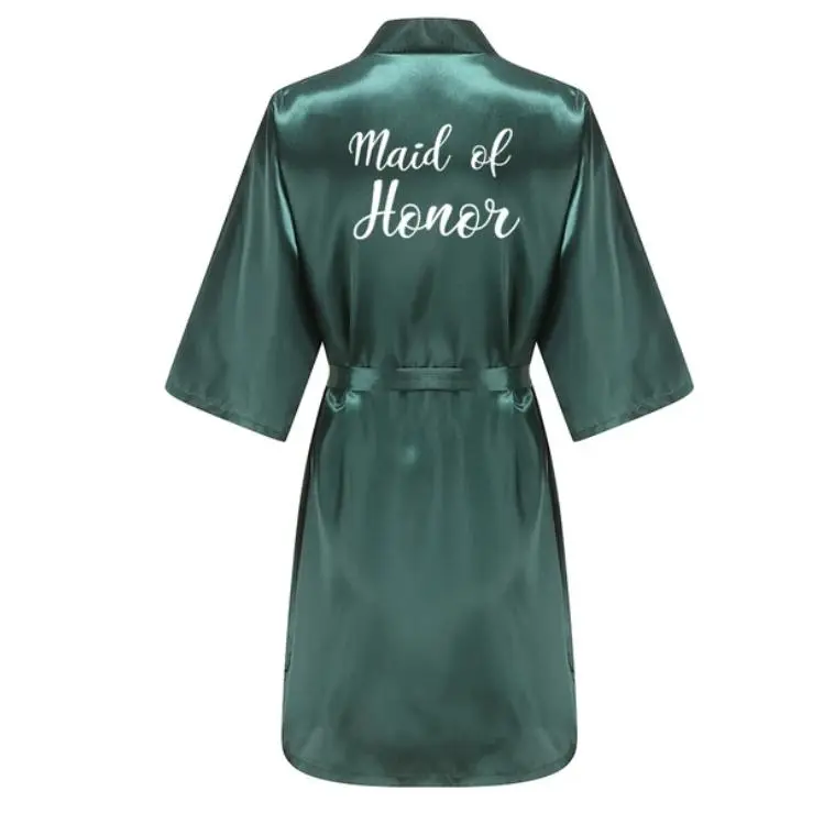 Wedding Party Team Bride Robe With White Letters Kimono Satin Pajamas Bridesmaid Bathrobe YE6522 Wedding Party Team Bride Robe With White Letters Kimono Satin Pajamas Bridesmaid Bathrobe YE6522