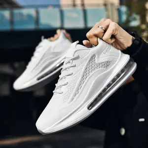 Men' S Mesh Air Cushioned Sports Shoes Fashionable Lace Up Lightweight Anti Slip Shock-absorbing Comfortable Men' S Shoes Fitness Tennis Walking Shoes