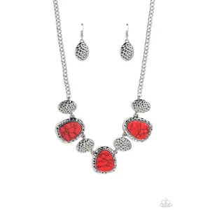 BADLANDS BORDER - RED NECKLACE – PAPARAZZI - 1861