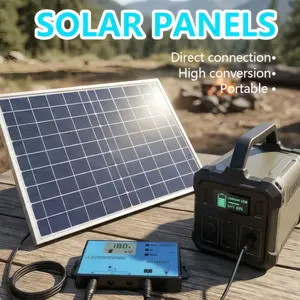 Portable Solar Panel with 50A/100A Controller, 1 Set 10W Solar Panel Charger, Outdoor Solar Panel Kit for Mobile Power, Camping, Hiking, Car, Boat, Phone, Monitoring