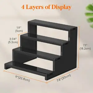 Lifewit Black Display Risers Stand, 4 Tier, Plastic Cologne Organizer Perfume Stand, Display for Vanity, Dresser, Figures, Cupcake, Dessert, Spice, Fragrance, Countertop, Cabinet Use