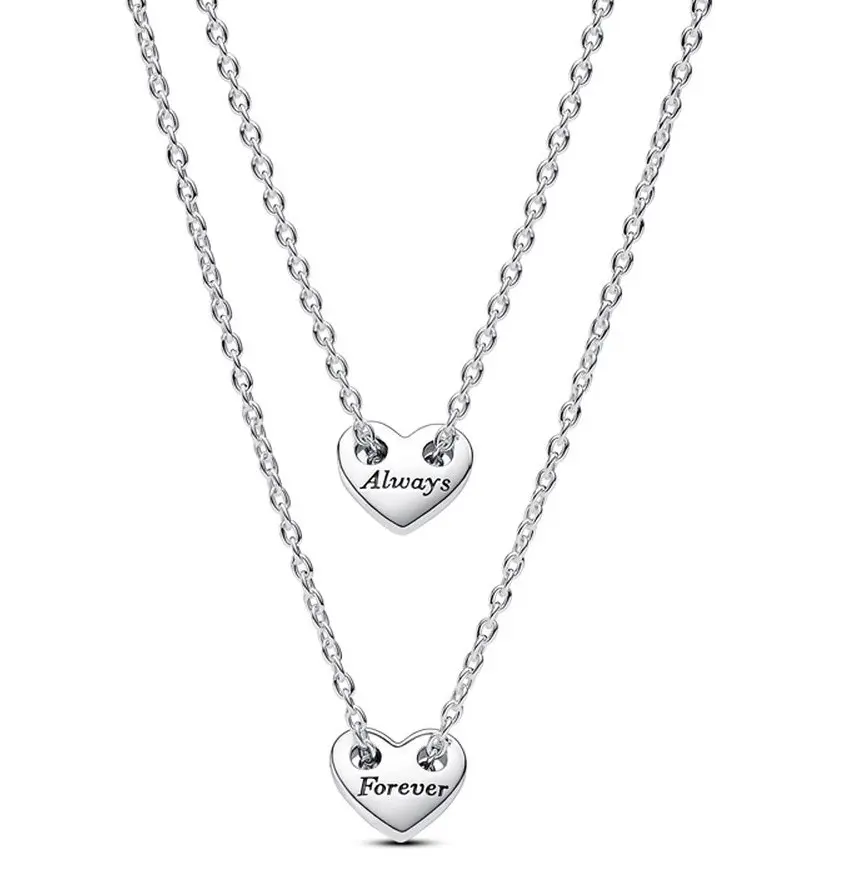 Pandora Forever & Always Splittable Heart Collier Necklaces 393207C00-45