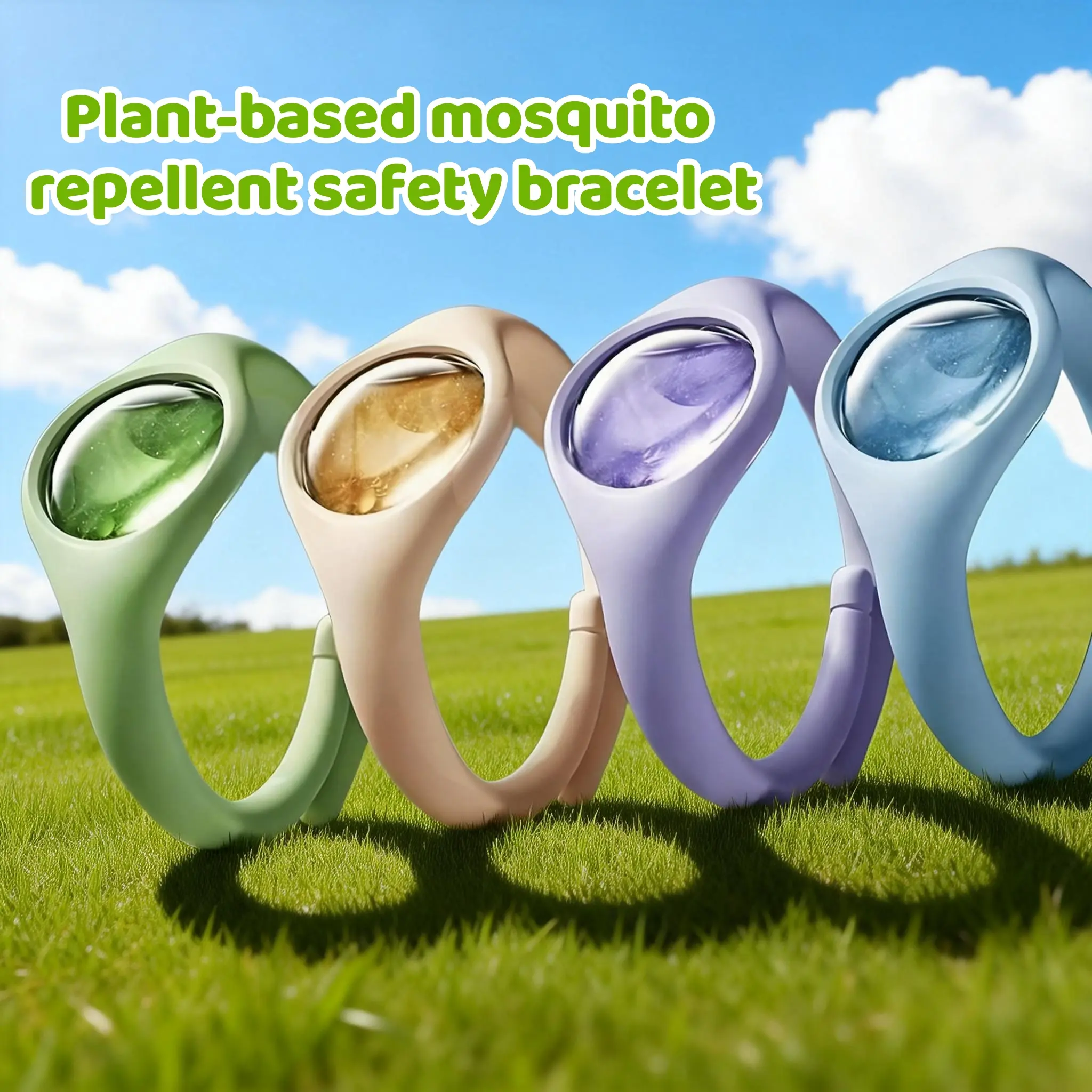Herbal Non-Toxic Bug Repellent Silicone Bracelet - Natural Plant Extracts, DEET-Free, Waterproof, Sweat-Resistant, Essential Oil Pod, Transparent Casing, Great for Beach Days, Travel, for Adults & Kids, Home Pest Control Supply